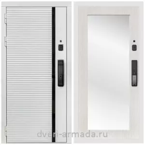 Правые входные двери, Умная входная смарт-дверь Армада Каскад WHITE МДФ 10 мм Kaadas K9 / МДФ 16 мм ФЛЗ-Пастораль, Дуб белёный