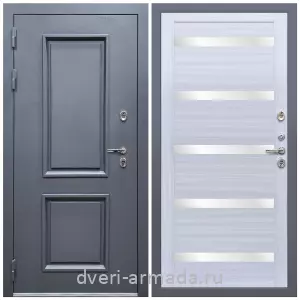 Тамбурные двери, Дверь входная уличная в дом Армада Корса / МДФ 16 мм СБ-14 Сандал белый стекло белое