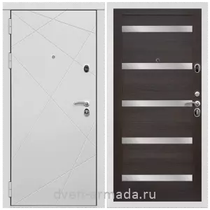 Дверь входная Армада Тесла МДФ 16 мм / МДФ 16 мм СБ-14 Эковенге стекло белое