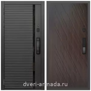 Входные двери 2050 мм, Умная входная смарт-дверь Армада Каскад BLACK МДФ 10 мм Kaadas K9 / МДФ 16 мм ФЛ-86 Венге структурный