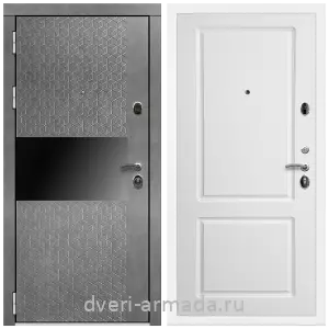Входные двери с двумя петлями, Дверь входная Армада Престиж Белая шагрень МДФ 16 мм Штукатурка графит / ФЛ-117 Белый матовый