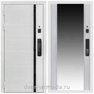 Входные двери 960х2050, Умная входная смарт-дверь Армада Каскад WHITE МДФ 10 мм Kaadas K9 / МДФ 16 мм СБ-16 Сандал белый