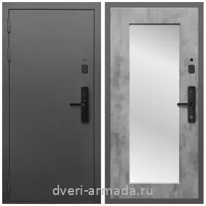 С зеркалом, Умная входная смарт-дверь Армада Гарант Kaadas S500/ МДФ 16 мм ФЛЗ-Пастораль, Бетон темный