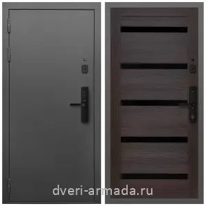 Входные двери со вставками, Умная входная смарт-дверь Армада Гарант Kaadas S500/ МДФ 16 мм СБ-14 Эковенге стекло черное