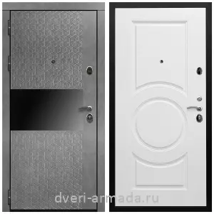 Входные двери МДФ с двух сторон, Дверь входная Армада Престиж Черная шагрень МДФ 16 мм Штукатурка графит / МДФ 16 мм МС-100 Белый матовый