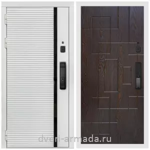 Входные двери 2050 мм, Умная входная смарт-дверь Армада Каскад WHITE МДФ 10 мм Kaadas K9 / МДФ 16 мм ФЛ-57 Дуб шоколад