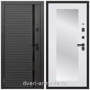Входные двери с зеркалом МДФ, Дверь входная Армада Каскад BLACK МДФ 10 мм / МДФ 16 мм ФЛЗ-Пастораль, Белый матовый