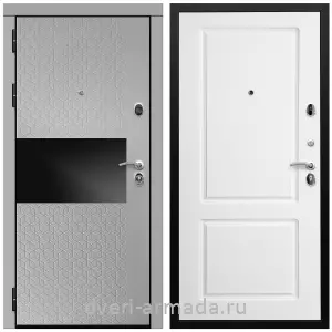 Входные двери с двумя петлями, Дверь входная Армада Престиж Черная шагрень МДФ 16 мм Милк рикамо софт / МДФ 16 мм ФЛ-117 Белый матовый