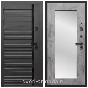 Входные двери с зеркалом МДФ, Дверь входная Армада Каскад BLACK МДФ 10 мм / МДФ 16 мм ФЛЗ-Пастораль, Бетон темный