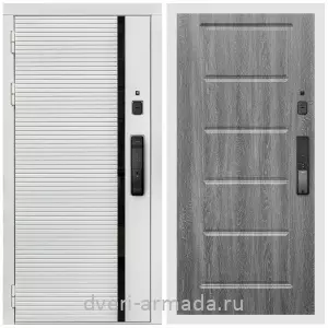 Входные двери 2050 мм, Умная входная смарт-дверь Армада Каскад WHITE МДФ 10 мм Kaadas K9 / МДФ 16 мм ФЛ-39 Дуб Филадельфия графит