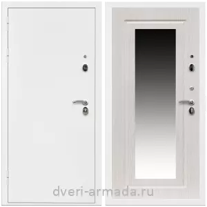 С зеркалом, Дверь входная Армада Оптима Белая шагрень / МДФ 16 мм ФЛЗ-120 Дуб белёный