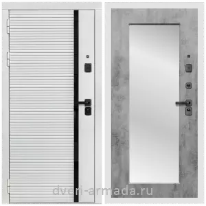 С зеркалом, Дверь входная Армада Каскад WHITE МДФ 10 мм / МДФ 16 мм ФЛЗ-Пастораль, Бетон темный