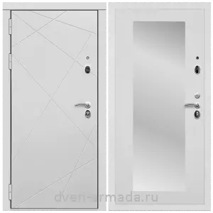 МДФ со стеклянными вставками, Дверь входная Армада Тесла МДФ 16 мм / МДФ 16 мм ФЛЗ-Пастораль, Белый матовый