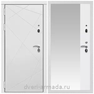 Офисные, Дверь входная Армада Тесла МДФ 16 мм / МДФ 16 мм ФЛЗ Панорама-1 Белый матовый