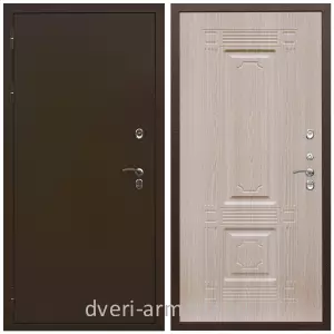 Двери в деревянный дом, Дверь входная уличная в дом Армада Термо Молоток коричневый/ ФЛ-2 Дуб белёный для дачи на заказ двухконтурная