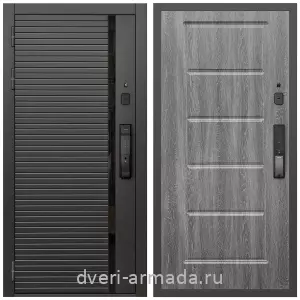 Входные двери 2050 мм, Умная входная смарт-дверь Армада Каскад BLACK МДФ 10 мм Kaadas K9 / ФЛ-39 Дуб Филадельфия графит
