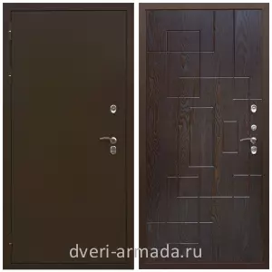 Уличные, Дверь входная уличная в дом Армада Термо Молоток коричневый/ МДФ 16 мм ФЛ-57 Дуб шоколад трехконтурная от производителя