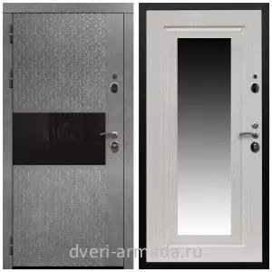 Входные двери лофт, Дверь входная Армада Престиж Черная шагрень МДФ 16 мм Штукатурка графит / МДФ 16 мм ФЛЗ-120 Дуб белёный