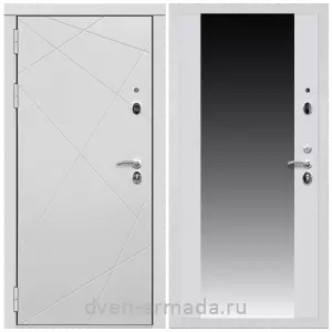 С зеркалом, Дверь входная Армада Тесла МДФ 16 мм / МДФ 16 мм СБ-16 Белый матовый
