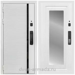 Входные двери 880х2050, Умная входная смарт-дверь Армада Каскад WHITE МДФ 10 мм Kaadas K9 / МДФ 16 мм ФЛЗ-120 Ясень белый