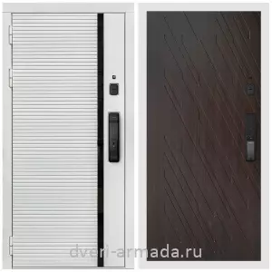 Входные двери 2050 мм, Умная входная смарт-дверь Армада Каскад WHITE МДФ 10 мм Kaadas K9 / МДФ 16 мм ФЛ-86 Венге структурный