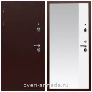 Одностворчатые входные двери, Дверь входная железная Армада Люкс Антик медь / МДФ 16 мм ФЛЗ Панорама-1 Белый матовый одностворчатая