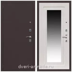 С зеркалом и шумоизоляцией, Дверь входная Армада Комфорт Антик медь / ФЛЗ-120 Дуб белёный
