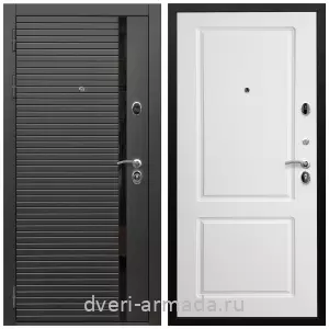 Двери МДФ для квартиры, Дверь входная Армада Престиж Черная шагрень МДФ 16 мм ФЛС-550/ МДФ 16 мм ФЛ-117 Белый матовый