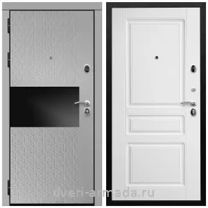 Светлые входные двери, Дверь входная Армада Престиж Черная шагрень МДФ 16 мм Милк рикамо софт / МДФ 16 мм ФЛ-243 Белый матовый