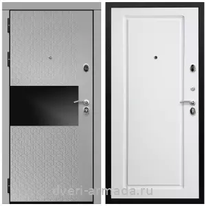 Двери МДФ для квартиры, Дверь входная Армада Престиж Черная шагрень МДФ 16 мм Милк рикамо софт / МДФ 16 мм ФЛ-119 Белый матовый