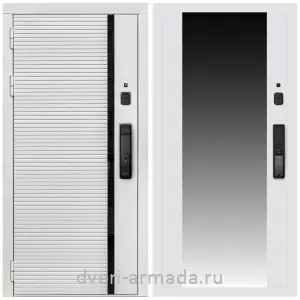 Входные двери 2050 мм, Умная входная смарт-дверь Армада Каскад WHITE МДФ 10 мм Kaadas K9 / МДФ 16 мм СБ-16 Белый матовый